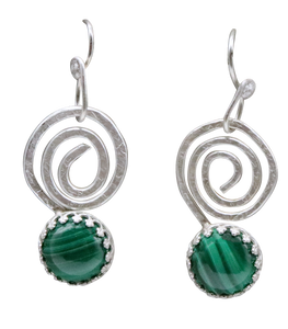 malachite sacred spiral earrings