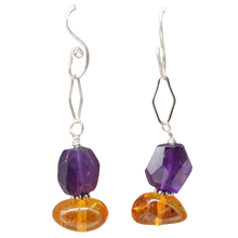 Load image into Gallery viewer, amethyst and amber earrings