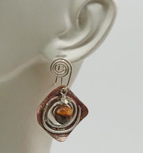 Load image into Gallery viewer, tigers eye earring shown on ear