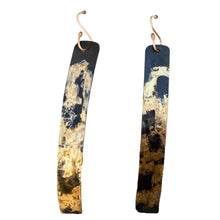 Load image into Gallery viewer, Golden Steel  and 18K gold Skinny Earrings 2 1/2&quot;  long.