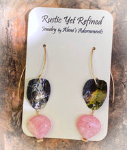 Load image into Gallery viewer, rhodochrosite and gold earrings