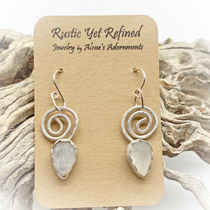 moonstone spiral earrings on romance card