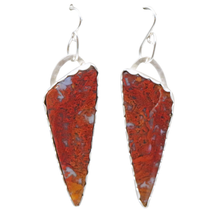 Load image into Gallery viewer, Indonesian Red Moss Agate earrings 2 1/2&quot; long