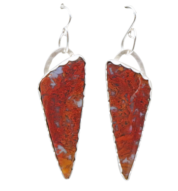 Indonesian Red Moss Agate earrings 2 1/2