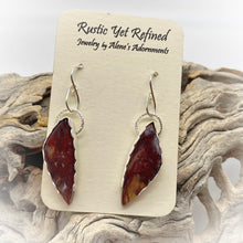 Load image into Gallery viewer, red moss earrings on card
