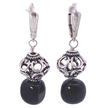 Load image into Gallery viewer, deluxe sterling onyx gems earrings