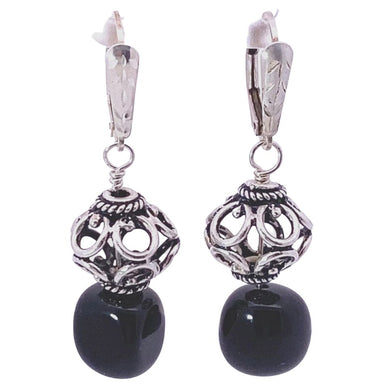 deluxe sterling onyx gems earrings