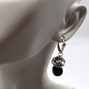 onyx earring on lobe