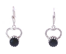 Load image into Gallery viewer, heart design onyx gemstone earrings