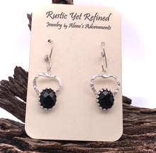 Load image into Gallery viewer, faceted onyx earrings on romance card