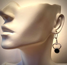 Load image into Gallery viewer, black onyx earrings on earlobe