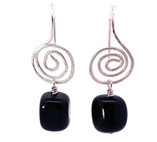 Load image into Gallery viewer, black onyx spiral earrings