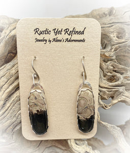 palmwood root gemstone earrings shown on card