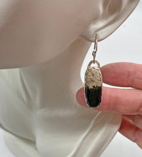 Load image into Gallery viewer, sterling palmwood gem earrings on ear lobe