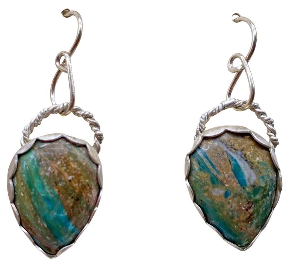 peruvian opal earrings in sterling silver