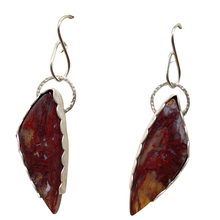 Load image into Gallery viewer, indonesian red moss agate earrings
