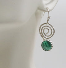 Load image into Gallery viewer, malachite earrings shown on bust