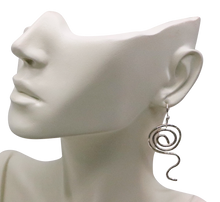 Load image into Gallery viewer, sacred spiral fine silver earrings on bust