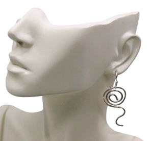 sacred spiral fine silver earrings on bust