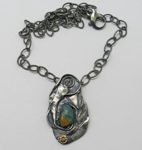 'Day at the Beach' Sterling & Peruvian Opal Pendant. – Alene's Adornments