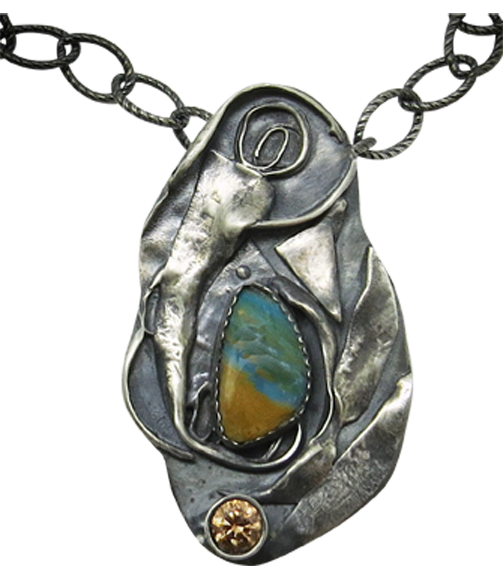 sterling pendant with peruvian opal gemstone