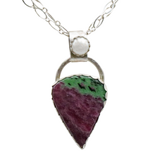 Load image into Gallery viewer, ruby  zoisite and pearl pendant
