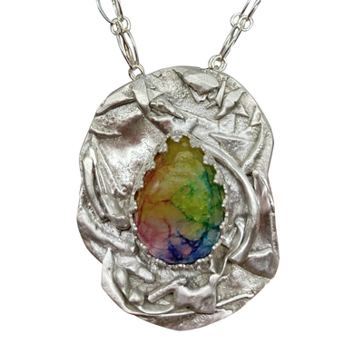 rainbow solar quartz sterling pendant
