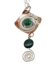 Load image into Gallery viewer, malachite gemstone spiral pendant