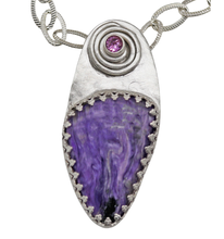 Load image into Gallery viewer, charoite gemstone pendant in Sacred Spiral collection