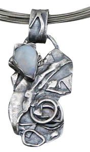 antiqued pendant with moonstone gem