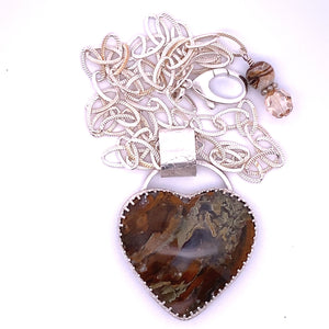jasper heart pendant in fine silver