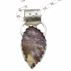 Indonesian moss agate sterling pendant