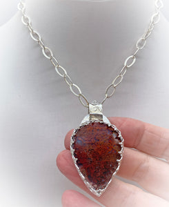 chain  and pendant red moss agate