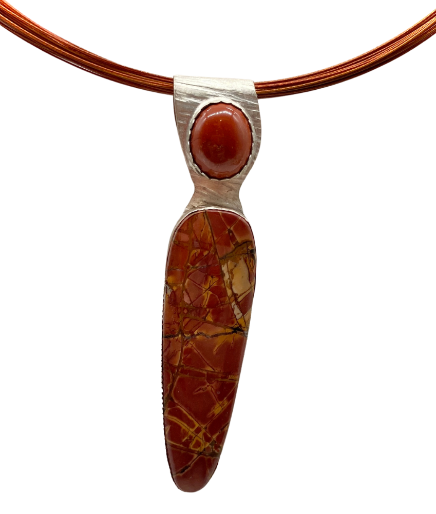 red creek jasper and goldstone pendant