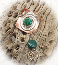 Load image into Gallery viewer, sacred spiral pendant in malachite