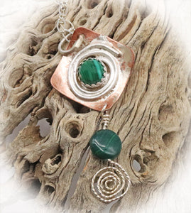 sacred spiral pendant in malachite