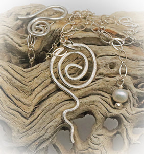 Fine Silver Pendant. Sacred Spiral Collection 2" long.