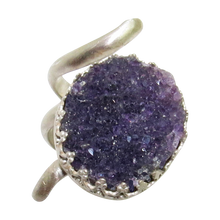 Load image into Gallery viewer, amethyst geode ring sterling