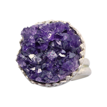 Load image into Gallery viewer, handmade amethyst geode ring in sterling silver