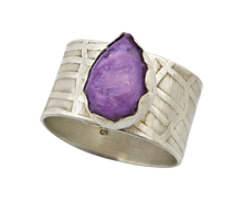 Load image into Gallery viewer, Russian charoite gemstone sterling ring is one of a kind