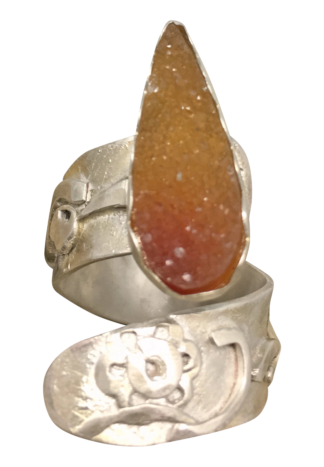 sterling ring is one of a kind with druzy gemstone