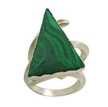 Load image into Gallery viewer, green malachite gemstone ring in sterling silver