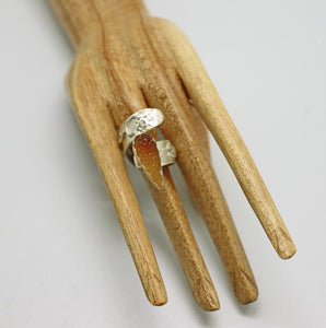 handmade in Arizona sterling ring shown on hand