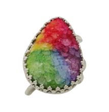 Load image into Gallery viewer, &#39;Memories of Childhood&#39; Rainbow Solar Quartz Sterling silver Ring. size 9