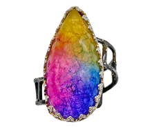 Load image into Gallery viewer, rainbow solar quartz ring in steel and silver