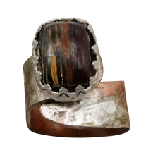 Load image into Gallery viewer, tiger iron gemstone rustic ring