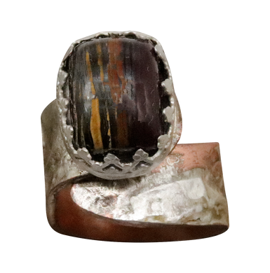 tiger iron gemstone rustic ring