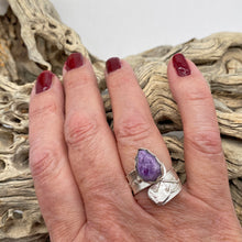 Load image into Gallery viewer, charoite ring shown on hand