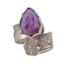 Load image into Gallery viewer, lavender charoite gemstone ring