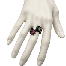 Load image into Gallery viewer, steel gold ruby ring shown on hand